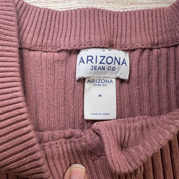 Arizona Jean Co Women's Ribbed Button Front Sweater Medium Dusty Rose Pink - Picture 3 of 9
